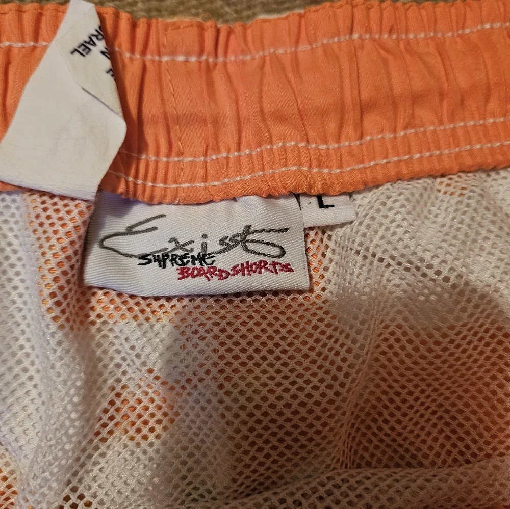 Exist Supreme Men's Size Large Orange Floral Board Shorts Swim Trunks